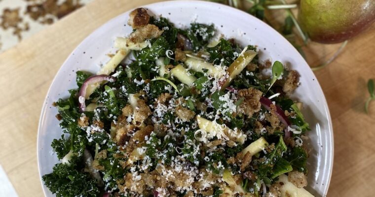 Kale Salad with Apples and Za’atar Breadcrumbs